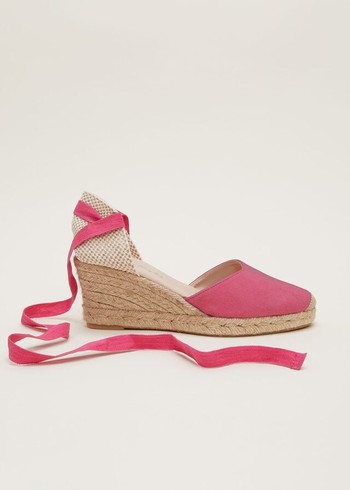 Phase Eight Suede Tie Espadrilles Flats Light Pink Canada | EZWYSU-816